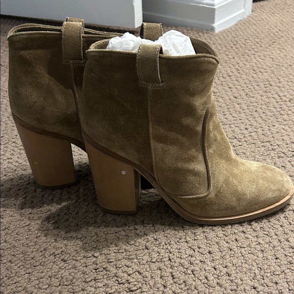 Laurence Dacade Olive Suede Ankle Booties - Picture 3 of 7